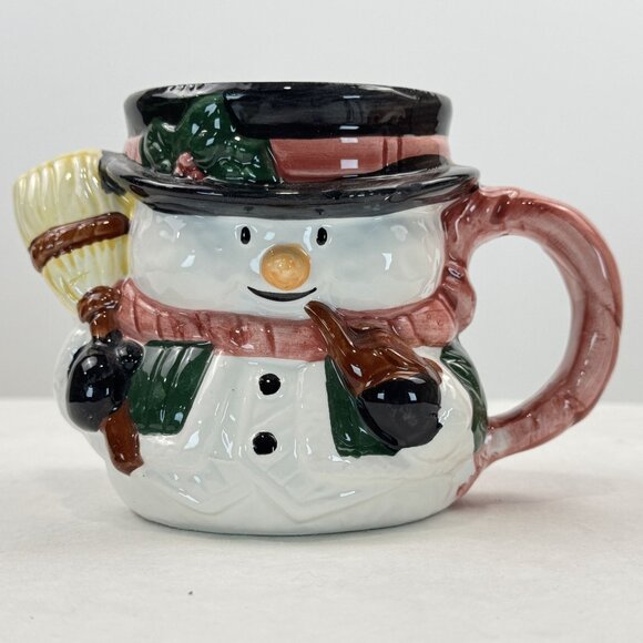 Home Trends 12 Oz Hand-Painted Snowman Mug Ceramic Holiday Coffee Tea Cup - Picture 1 of 15